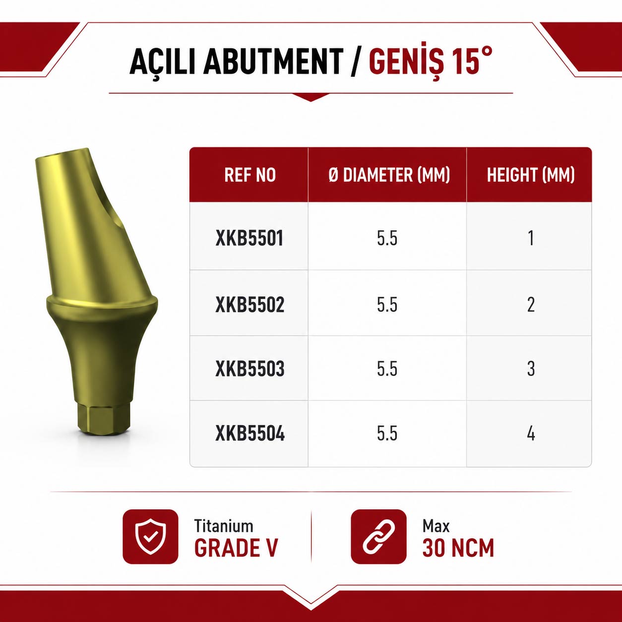 Açılı Abutment / Geniş 15 °