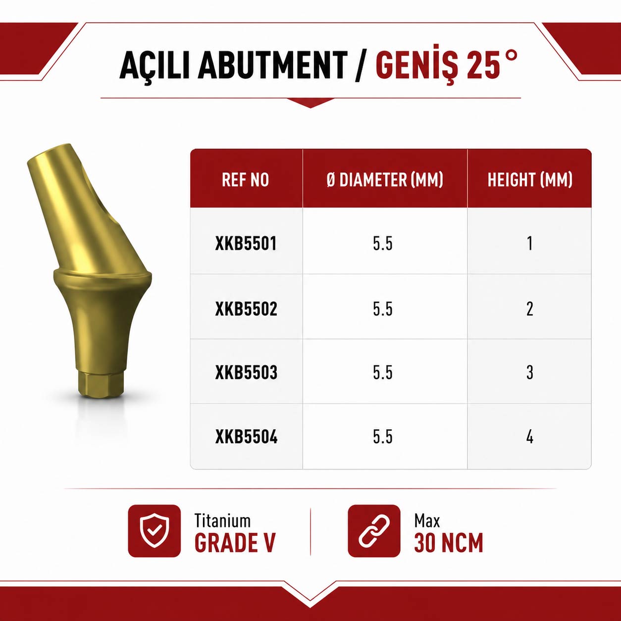 Açılı Abutment / Geniş 25 °