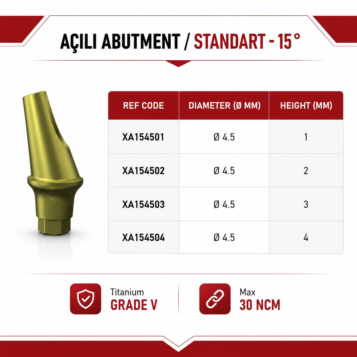Açılı Abutment / Standart - 15 °