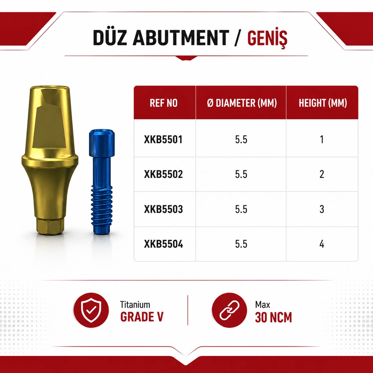 Düz Abutment / Geniş
