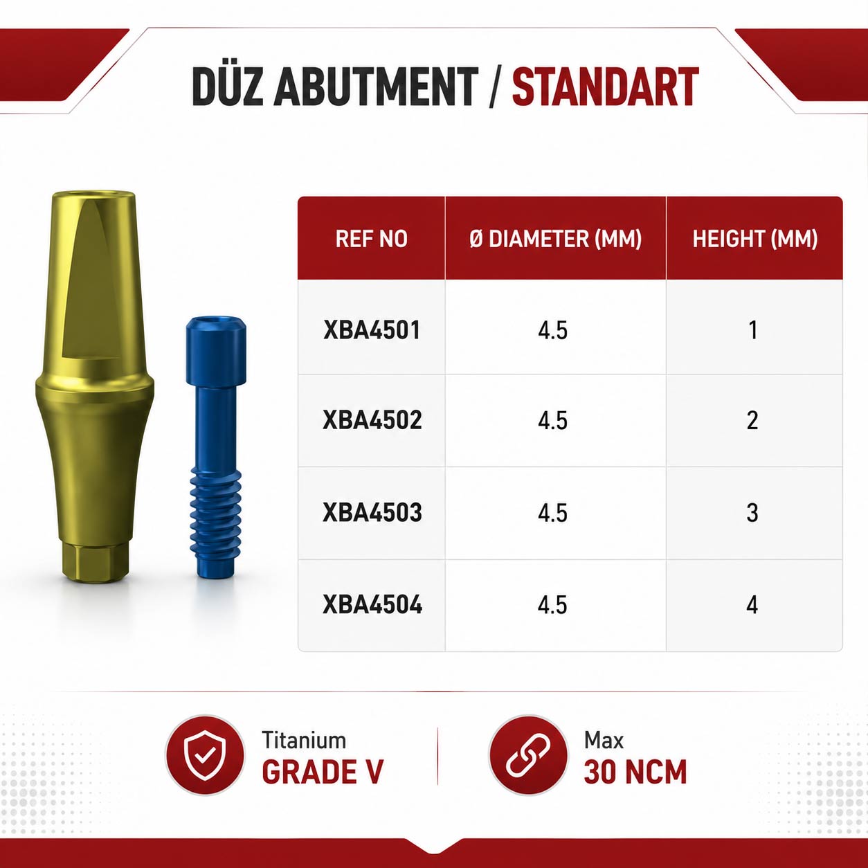 Düz Abutment / Standart
