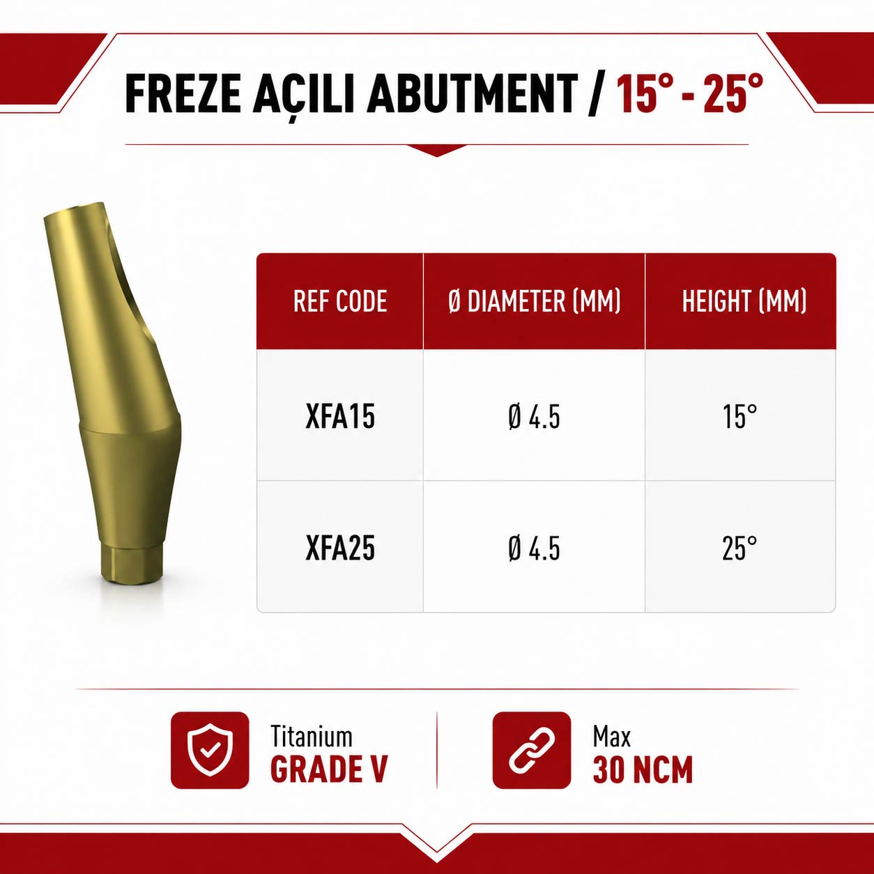 Freze Açılı Abutment / 15° - 25°